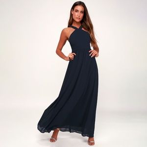 Air of Romance Navy Blue Maxi Dress